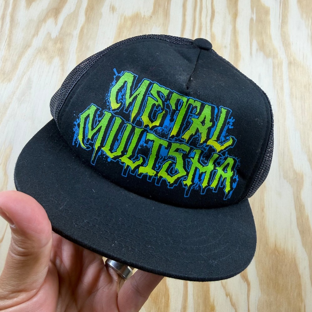 Metal Mulisha Kids Trucker Hat Black Neon Green Blue Logo Snapback Mesh Cap